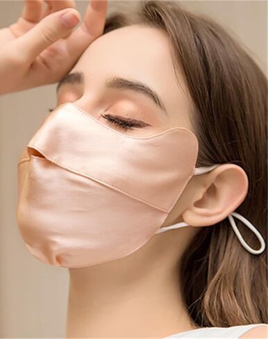 Silk Breathable Face UV Face Covering UPF 50+ Women Sun Protection Face Mask Washable Reusable for Running Outdoors in Saudi Arabia