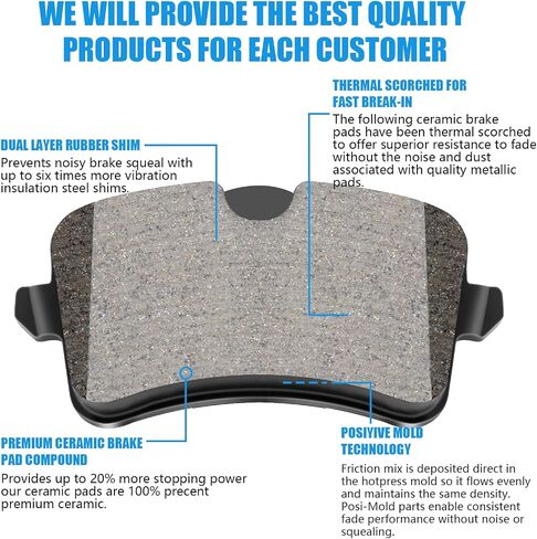 Automotive Replacement Rear Brake Pads Fit Audi A6/A6 Quattro/A7 Quattro/A8 Quattro/RS5/RS7/S6/S7/S8,Porsche Macan,Ceramic Disc Brake Pads for Car Rear Rotors,Reliable Stopping Power in Saudi Arabia