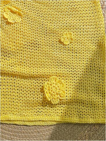 MakeMeChic Women's Crochet Cover Ups 3D Floral Halter Tie Back Beach Bathing Suit Cover Up in Kuwait