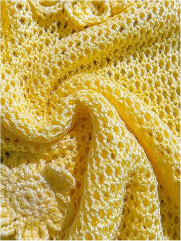 MakeMeChic Women's Crochet Cover Ups 3D Floral Halter Tie Back Beach Bathing Suit Cover Up in Kuwait