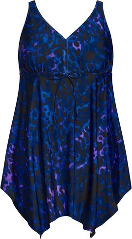 Women's Plus Size Sharkbite Print Swim Dress in Saudi Arabia