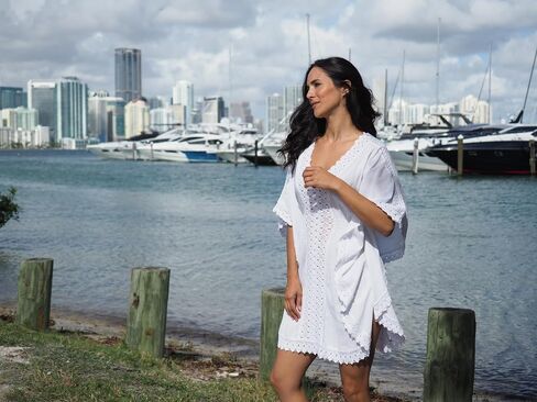 Cover-Up –100% Cotton, V-Neck Kaftan with Crochet Detailing, Lightweight Beach Dress, Resortwear, Made in Peru in Saudi Arabia
