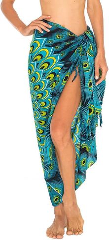 Shu-shi Womens Sarong Beach Swimsut Cove Ups Wrap Bikini Coverup Mandala Peacock & Clip in Saudi Arabia