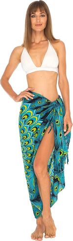 Shu-shi Womens Sarong Beach Swimsut Cove Ups Wrap Bikini Coverup Mandala Peacock & Clip in Saudi Arabia