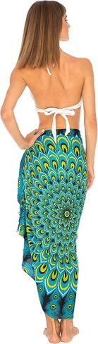 Shu-shi Womens Sarong Beach Swimsut Cove Ups Wrap Bikini Coverup Mandala Peacock & Clip in Saudi Arabia