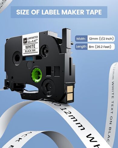 Label Maker Tape Clear TZ 12mm 0.47 Inch BZ Tapes for D210S H1100 D480BT P780BT E1000 P3200 Labeler Replacement for Ptouch Label Tape TZe-131 TZe131 for PTD210 PTH100 PTD220 PT-H103W Label Maker in Saudi Arabia