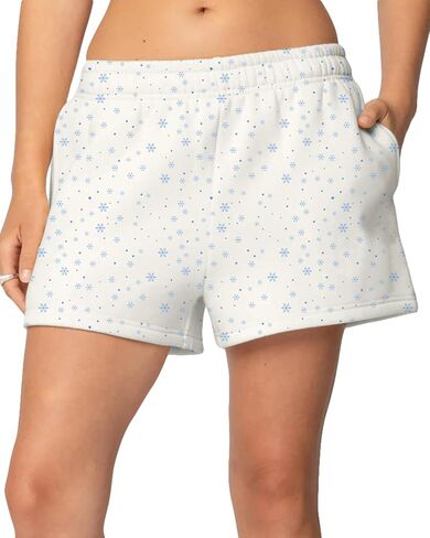 BAIGRAM Women Cozy High Waist Ditsy Floral Fleece Sweat Shorts Cute Y2K Lounge Running Athletic Track Shorts Side Pockets in Kuwait