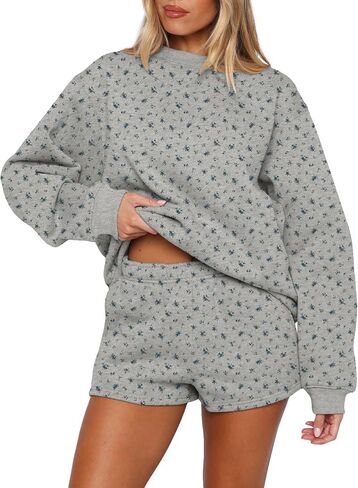 BAIGRAM Women Cozy High Waist Ditsy Floral Fleece Sweat Shorts Cute Y2K Lounge Running Athletic Track Shorts Side Pockets in Kuwait