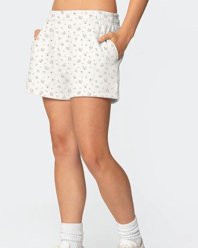 BAIGRAM Women Cozy High Waist Ditsy Floral Fleece Sweat Shorts Cute Y2K Lounge Running Athletic Track Shorts Side Pockets in Kuwait