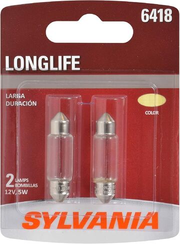 SYLVANIA - 6418 Long Life Miniature - Bulb, Ideal for Interior Lighting - Trunk, Cargo and License Plate (Contains 2 Bulbs) in Saudi Arabia