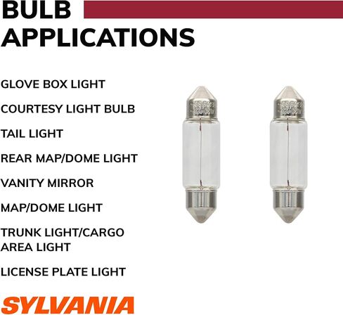 SYLVANIA - 6418 Long Life Miniature - Bulb, Ideal for Interior Lighting - Trunk, Cargo and License Plate (Contains 2 Bulbs) in Saudi Arabia