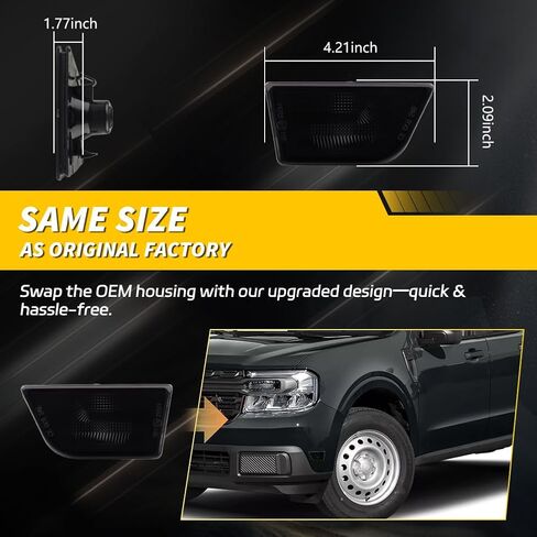 Front Side Marker Lights Housing Compatible with Fo-rd Maverick 2022-2025, [DOT Certified] Turn Signal Marker Light Cover [No Bulbs], Replace OEM #FO2550149, 2 PCS, Clear Lens in Saudi Arabia