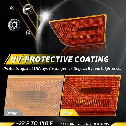 مصابيح العلامة الجانبية الأمامية مصابيح الإسكان متوافق مع FO-RD Maverick 2022-2025 ، [DOT Certified] غطاء ضوء علامة الإشارة [لا مصابيح] ، استبدل OEM #FO2550149 ، 2 PCS ، Clear Lens in Kuwait