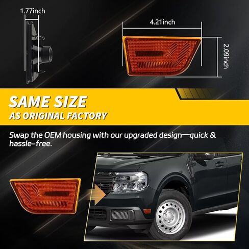مصابيح العلامة الجانبية الأمامية مصابيح الإسكان متوافق مع FO-RD Maverick 2022-2025 ، [DOT Certified] غطاء ضوء علامة الإشارة [لا مصابيح] ، استبدل OEM #FO2550149 ، 2 PCS ، Clear Lens in Kuwait