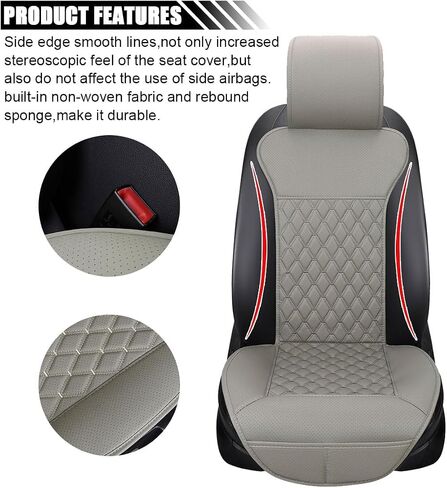 Front Car Seat Covers, Waterproof Leather Car Seat Covers Protectors, Luxury Anti-Slip Driver Seat Cover with Backrest, Universal for Most Cars SUV Pick-up Truck (Black) in Saudi Arabia