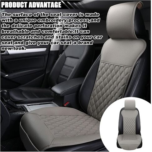 Front Car Seat Covers, Waterproof Leather Car Seat Covers Protectors, Luxury Anti-Slip Driver Seat Cover with Backrest, Universal for Most Cars SUV Pick-up Truck (Black) in Saudi Arabia