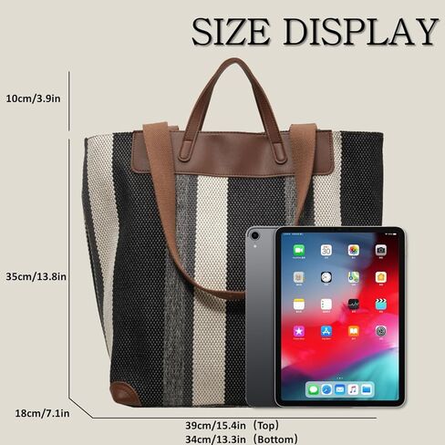 Large Women's Work Tote Bag – Laptop Compartment,Canvas Shoulder Bag for Office & Daily Use,Tote Bag with Spacious Storage in Kuwait