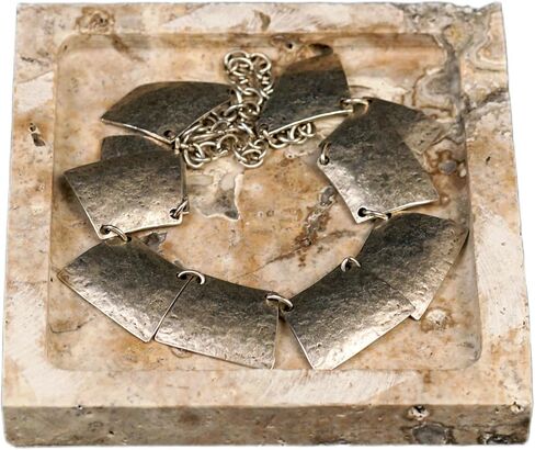 Natural Turkish Travertine Square Stone Accessory Tray for Jewelry, Perfume, Key Decorative Tray for Living Room, Bathroom, Kitchen & Office (Silver) in Saudi Arabia