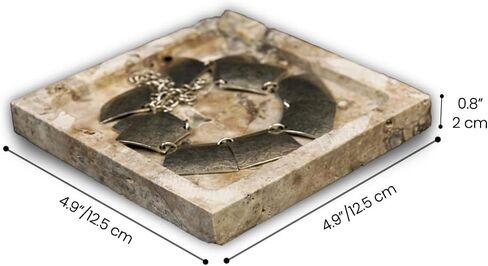 Natural Turkish Travertine Square Stone Accessory Tray for Jewelry, Perfume, Key Decorative Tray for Living Room, Bathroom, Kitchen & Office (Silver) in Saudi Arabia