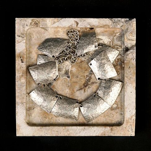 Natural Turkish Travertine Square Stone Accessory Tray for Jewelry, Perfume, Key Decorative Tray for Living Room, Bathroom, Kitchen & Office (Silver) in Saudi Arabia