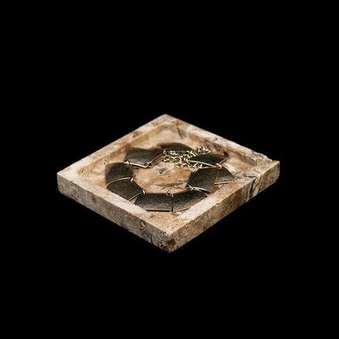 Natural Turkish Travertine Square Stone Accessory Tray for Jewelry, Perfume, Key Decorative Tray for Living Room, Bathroom, Kitchen & Office (Silver) in Saudi Arabia