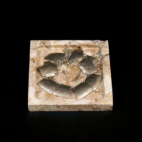 Natural Turkish Travertine Square Stone Accessory Tray for Jewelry, Perfume, Key Decorative Tray for Living Room, Bathroom, Kitchen & Office (Silver) in Saudi Arabia