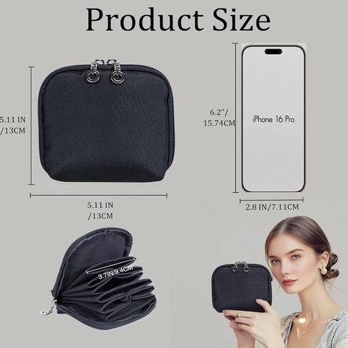Jewelry Travel Organizer Bag -Waterproof Portable Small Jewelry Storage Ring Binder Rolls Zipper Pouch Bag for Accessory Necklaces/ Earrings/Rings/ Bracelets During Journey/Holiday or At Home-Black in Saudi Arabia