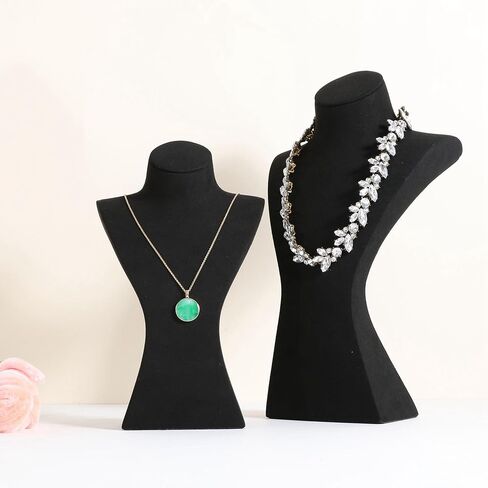 GemeShou Black necklace storage hanger stand jewelry organizer, Velvet jewelry stand necklace holder, jewelry mannequin bust for necklaces, jewelry bust display stands【Black-Medium height 9.25 inch】 in Saudi Arabia