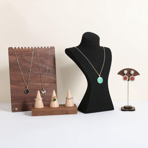 GemeShou Black necklace storage hanger stand jewelry organizer, Velvet jewelry stand necklace holder, jewelry mannequin bust for necklaces, jewelry bust display stands【Black-Medium height 9.25 inch】 in Saudi Arabia