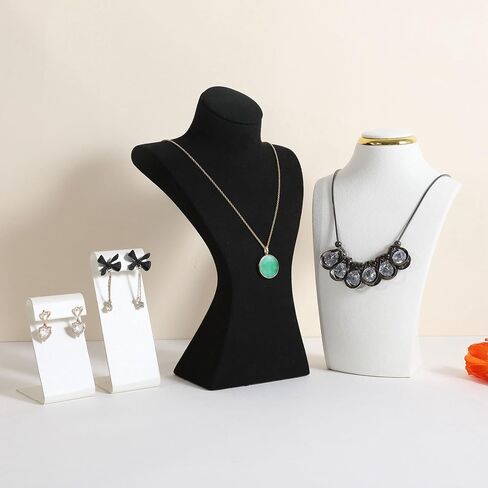 GemeShou Black necklace storage hanger stand jewelry organizer, Velvet jewelry stand necklace holder, jewelry mannequin bust for necklaces, jewelry bust display stands【Black-Medium height 9.25 inch】 in Saudi Arabia