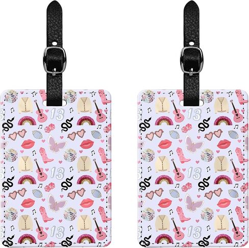 2 Pcs Musician Luggage Tags – Stylish PU Leather Bag Identifier – Durable, Fun Travel Accessories for Suitcases, Backpacks, & Bags – Perfect for Travelers, Music Lovers, & Pop Culture Fans in Saudi Arabia