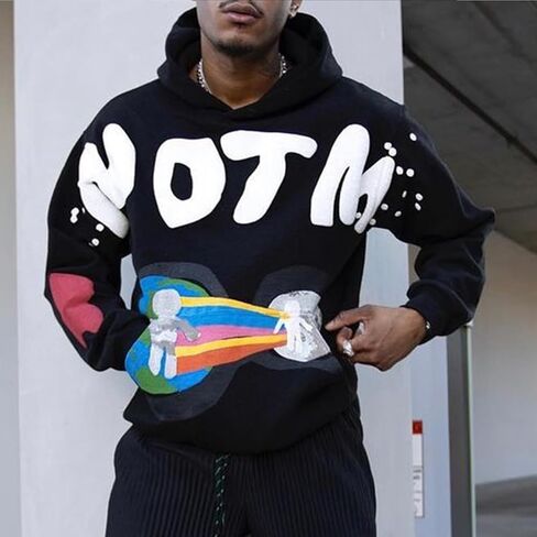 Chainsaw Man Men's On The Moon Hoodies Acid Wash Oversized Hoodie Graphic Print Hooded Vintage Sweatshirt in Kuwait