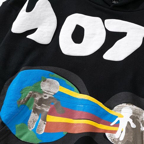 Chainsaw Man Men's On The Moon Hoodies Acid Wash Oversized Hoodie Graphic Print Hooded Vintage Sweatshirt in Kuwait