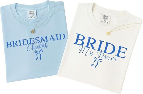 NAZENTI Personalized Bride Shirt, Future Mrs. Shirts, Custom Bridesmaid TShirt, Gift for Bridal Shower, Bachelorette, Wedding in Saudi Arabia