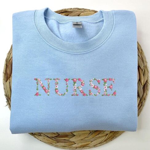 IZI POD Personalized Nurse Embroidered Sweatshirt For Women, Custom Name Nurses Shirts, Personalized Nurse Appreciation Gifts in Saudi Arabia