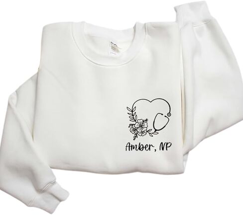 IZI POD Personalized Nurse Embroidered Sweatshirt For Women, Custom Name Nurses Shirts, Personalized Nurse Appreciation Gifts in Saudi Arabia