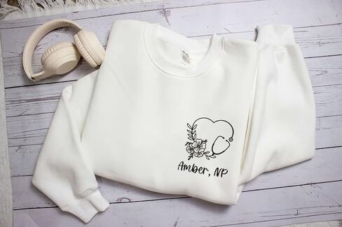 IZI POD Personalized Nurse Embroidered Sweatshirt For Women, Custom Name Nurses Shirts, Personalized Nurse Appreciation Gifts in Saudi Arabia