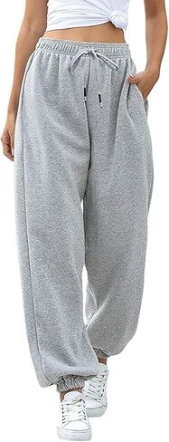 LRMQS Womens Joggers Pants Elastic Waisted Sweatpant with Pockets Casual Active Workout Running Sports Trousers in Saudi Arabia