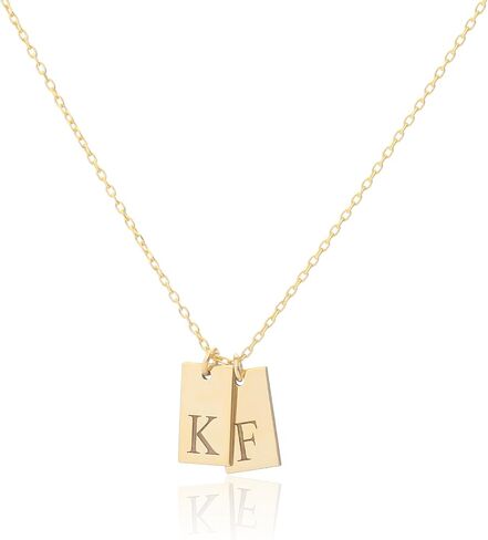 Initial Tag Necklace Gold Plated 925 Sterling Silver, Personalized Multiple Bar Letter Necklace, Custom Letter Pendant Family Initials 1-3 Charm Jewelry Gift for Mother Mom Friend Birthday in Saudi Arabia