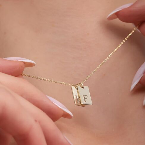 Initial Tag Necklace Gold Plated 925 Sterling Silver, Personalized Multiple Bar Letter Necklace, Custom Letter Pendant Family Initials 1-3 Charm Jewelry Gift for Mother Mom Friend Birthday in Saudi Arabia