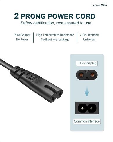 للحصول على TCL TV Power Cord Roku 65 بوصة ذكي Power Power Cord 2 Prong Power Cable لـ TCL ROKU LED SMART TV 24 "32" 40 "42" 43 " in Kuwait