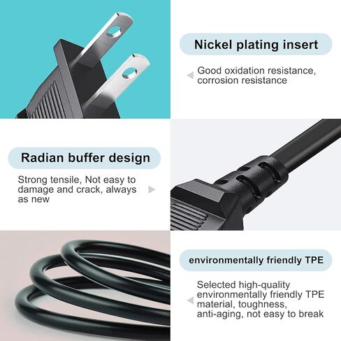 للحصول على TCL TV Power Cord Roku 65 بوصة ذكي Power Power Cord 2 Prong Power Cable لـ TCL ROKU LED SMART TV 24 "32" 40 "42" 43 " in Kuwait