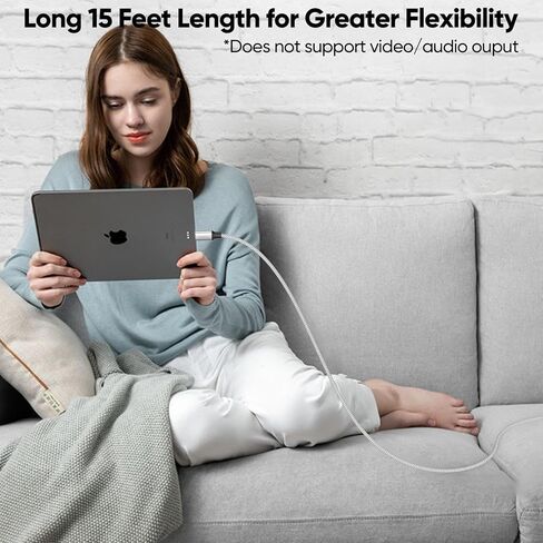 15 قدمًا من كابل USB C إضافي طويل ، 40 واط شحن سريعًا USBC إلى سلك USB-C ، و 480 ميجا بريتنيات في الثانية نقل البيانات من النوع C إلى الذكور لسلسلة iPhone 16/15 ، و Galaxy S24/S23 ، و Google ، و iPad ، و Pixel والمزيد in Kuwait