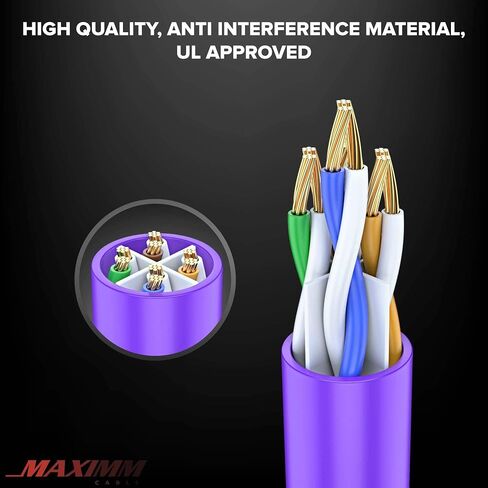 Maximm Cat 6 Ethernet Cable 1.5 FT ، 100 ٪ COPPER PUER ، CAT6 Cable (5 Pack) LAN ، كابل الإنترنت ، كابل التصحيح وكابل الشبكة - UTP (متعدد الألوان) 1.5 قدم in Kuwait