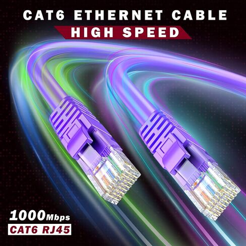 Maximm Cat 6 Ethernet Cable 1.5 FT ، 100 ٪ COPPER PUER ، CAT6 Cable (5 Pack) LAN ، كابل الإنترنت ، كابل التصحيح وكابل الشبكة - UTP (متعدد الألوان) 1.5 قدم in Kuwait