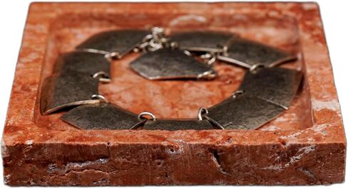 Natural Turkish Travertine Square Stone Accessory Tray for Jewelry, Perfume, Key Decorative Tray for Living Room, Bathroom, Kitchen & Office (Silver) in Saudi Arabia