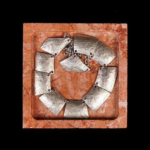 Natural Turkish Travertine Square Stone Accessory Tray for Jewelry, Perfume, Key Decorative Tray for Living Room, Bathroom, Kitchen & Office (Silver) in Saudi Arabia