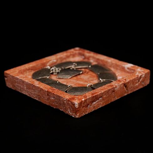Natural Turkish Travertine Square Stone Accessory Tray for Jewelry, Perfume, Key Decorative Tray for Living Room, Bathroom, Kitchen & Office (Silver) in Saudi Arabia