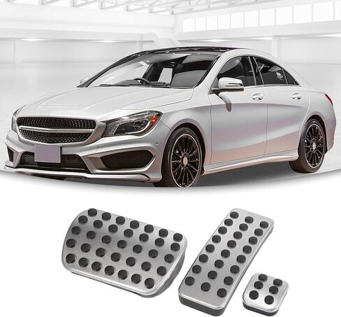ACROPIX CAR CAR CAR GAS GAS FOT PEDS COVERS DESCELERATOR COVERS FAT FOR MERCEDES -BENZ CLA250 - حزمة من 3 لهجة فضية in Saudi Arabia