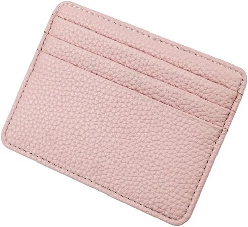 Slim Wallet, Minimalist Thin Front Pocket Leather Credit Card Holder Slim Minimalist Wallet for Men & Women (Pink) in Saudi Arabia